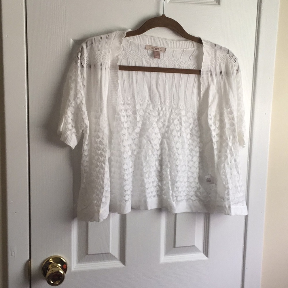 White Crochet Crop Cardigan